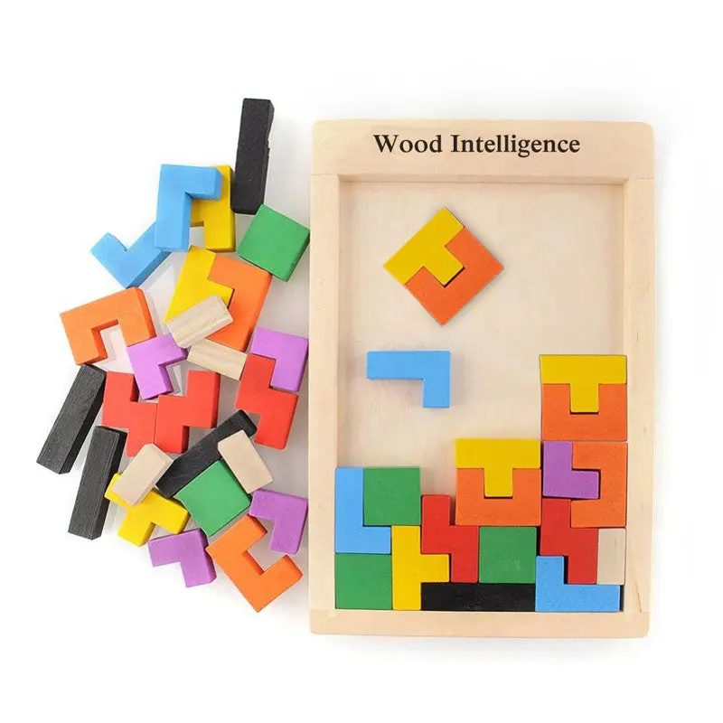 Wooden Toys For Children Tangram Brain Teaser Puzzle Toys Tetris Game Educational Kid Jigsaw Board Toy Gifts 1