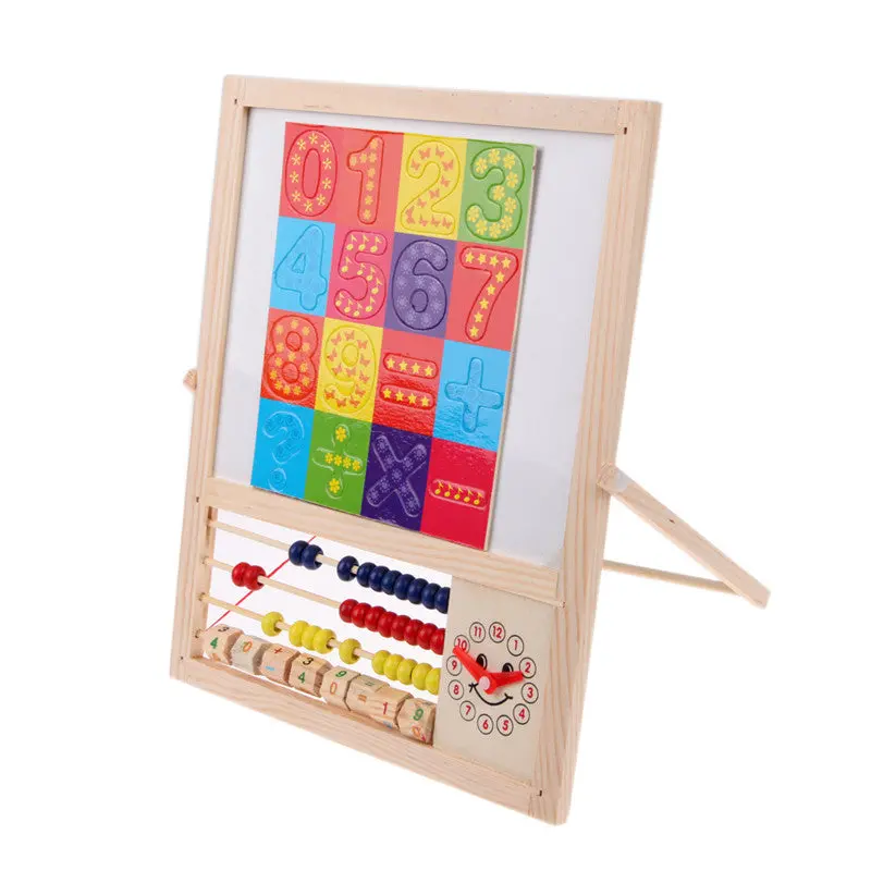 Wooden Toys Kid Magnetic Learning Digital Clock Beads Threading Educational Wooden Math Toy 1