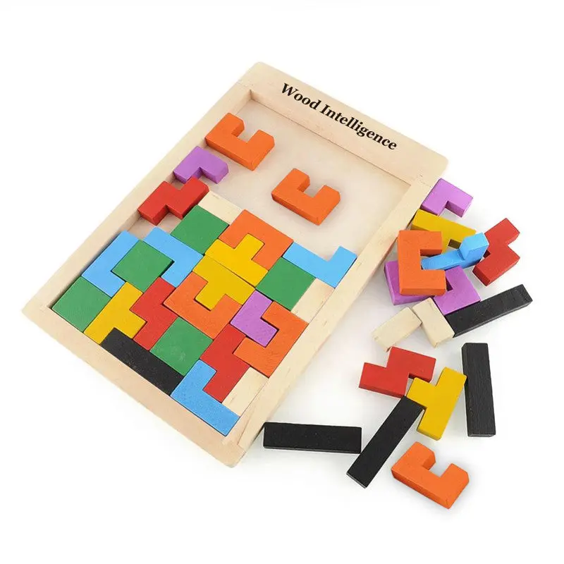 Wooden Toys Tangram Brain Teaser Puzzle Preschool Magination Intellectual Educational Kids Jigsaw Board Toys For Children 1