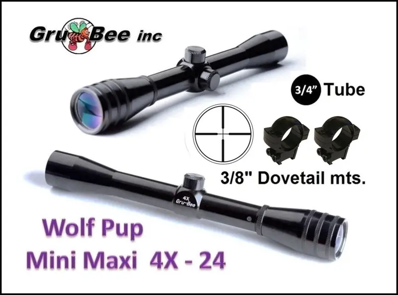 Wp-2A > Baby Redfield Replacement > 3/4" Wolfpup 4X Duplex Scope With Low Rings And Lens Covers 1