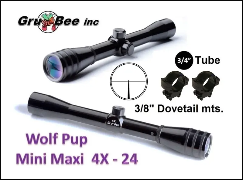 Wp-3A > Baby Redfield Replacement > 3/4" Wolfpup 4X Pch, Scope Includes Low Rings And Lens Covers 1