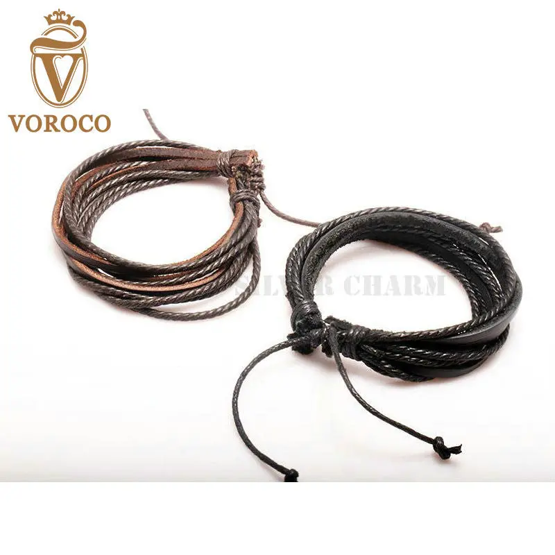 Wrap Bracelet Leather Black And Brown Braided Rope Bracelet 1