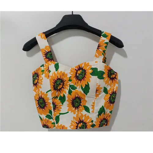 Wrapped Bustier Crop Top Top Sexy Floral Padded Crop Tops Women Printing Women's Tank Top Cropped Femme 1