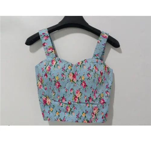 Wrapped Bustier Crop Top Top Sexy Floral Padded Crop Tops Women Printing Women's Tank Top Cropped Femme 3