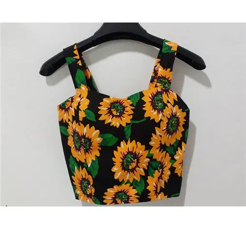Wrapped Bustier Crop Top Top Sexy Floral Padded Crop Tops Women Printing Women's Tank Top Cropped Femme 5