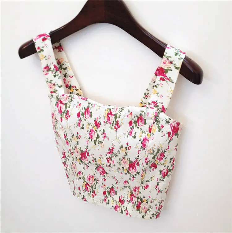 Wrapped Bustier Crop Top Top Sexy Floral Padded Crop Tops Women Printing Women's Tank Top Cropped Femme 6