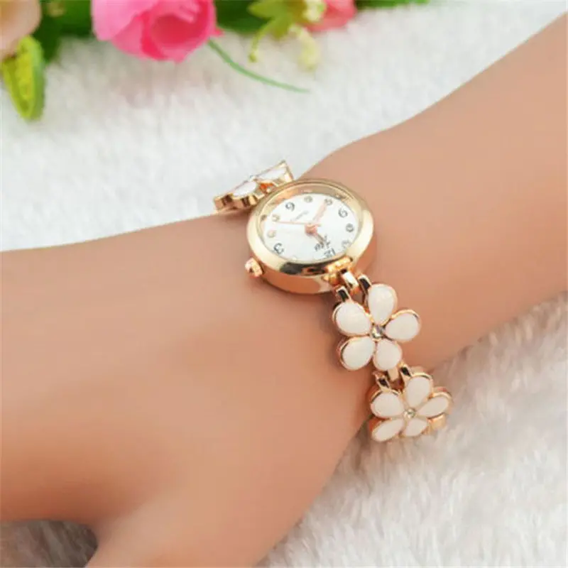 Wrist Watches Daisies Flower Rose Gold Women Bracelet Watch Girl Gift Dress Montre Fast Shipping Feida 1