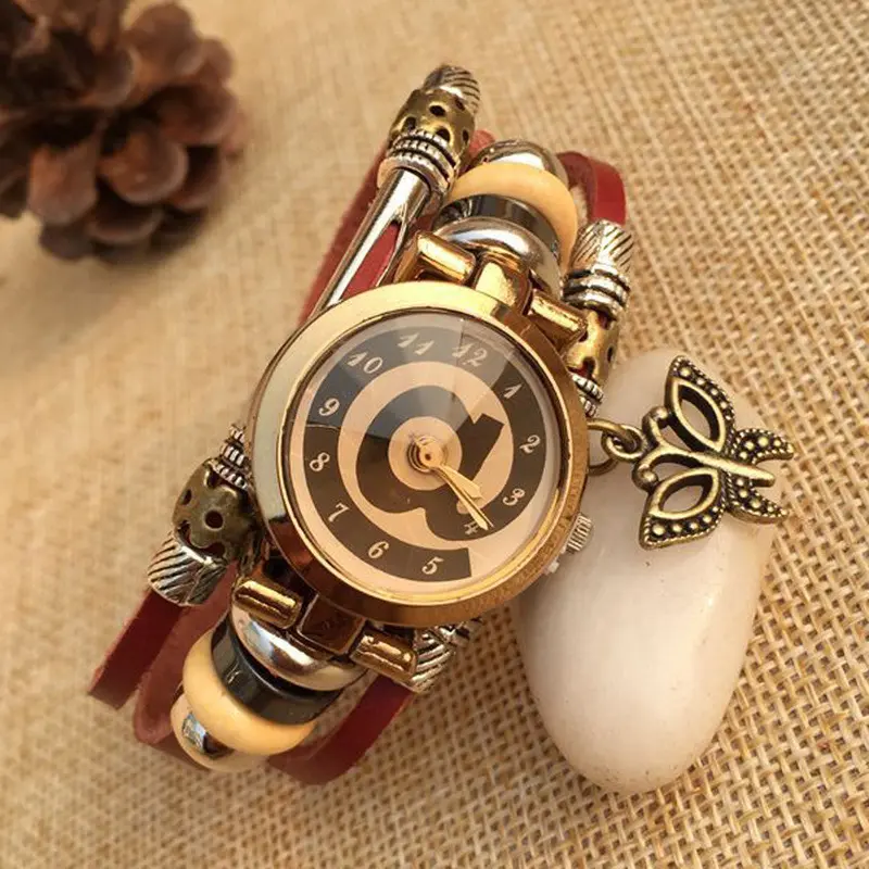 Wrist Watches For Women Retro Vintage Punk Cowhide Leather Bracelet Watch Casual Watch Reloj Mujer Feida 1