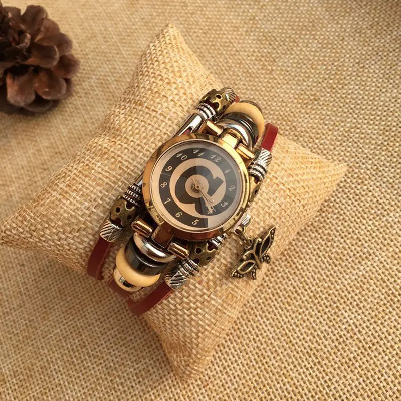 Wrist Watches For Women Retro Vintage Punk Cowhide Leather Bracelet Watch Casual Watch Reloj Mujer Feida 2