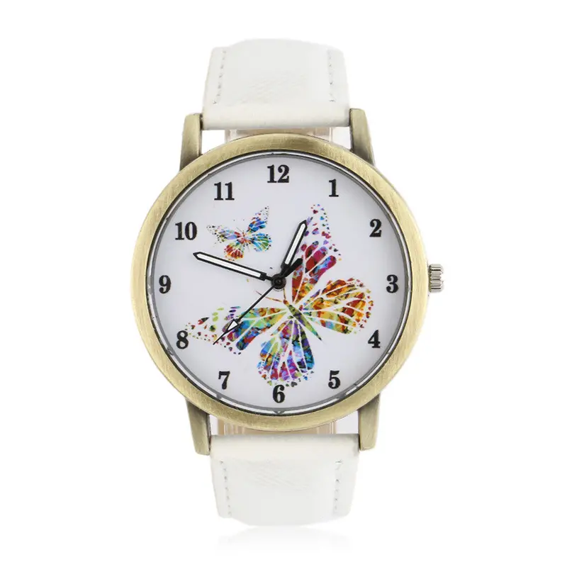 Wrist Watchgolden Round Shell Butterfly Quartz Watch Denim Watchband Casual Relogio Feminino 6