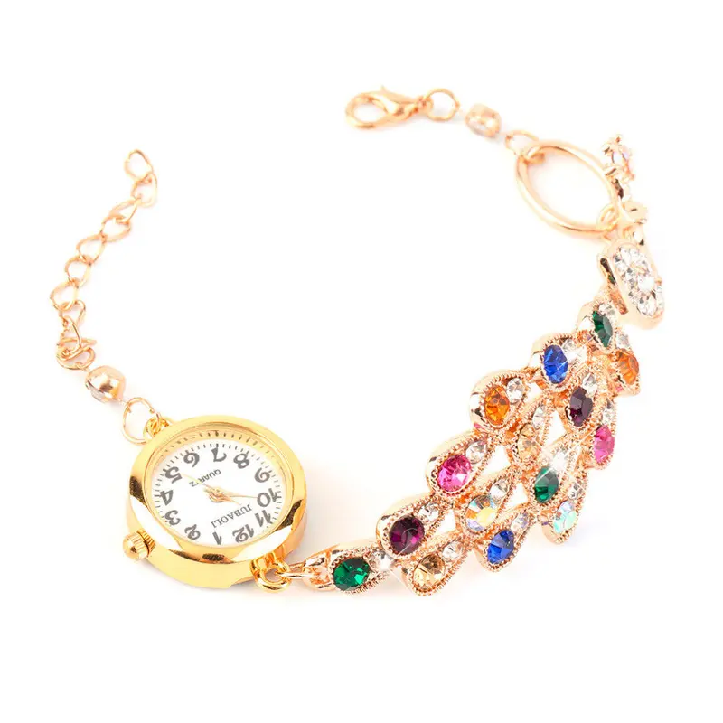 Wristwatch Crystal Peacock Watch Strap Ladies Belt Colorful Bracelet 1