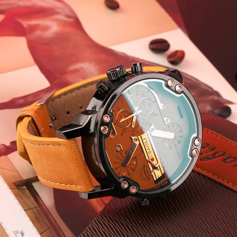 Wristwatch Watch Strap Round Date 1078 Denim Pu Leather Water Resistant 3