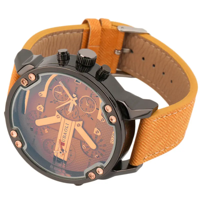 Wristwatch Watch Strap Round Date 1078 Denim Pu Leather Water Resistant 4