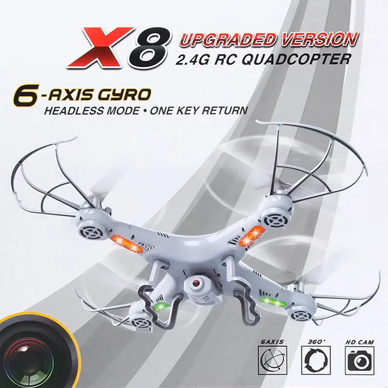 X8 2.4Ghz 6-Axis Gyro Rc Quadcopter Drone 2Mp Hd Uav Airplane Rtf Ufo 50 Meters Remote Control Quadcopter White 1