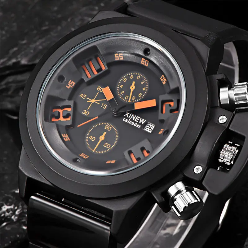 Xi Erkek Kol Saat Army Watches Date Stainless Steel Military Chronograph Quartz Man Watches Sports Relogioi Feida 3