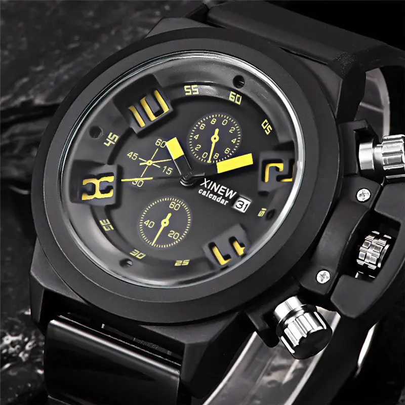 Xi Erkek Kol Saat Army Watches Date Stainless Steel Military Chronograph Quartz Man Watches Sports Relogioi Feida 6