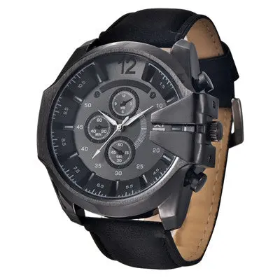 Xi Men's Watch Top Luxury Clock Relogio Masculino Military Army Business Date Analog Quartz Pu Leather Watches 1