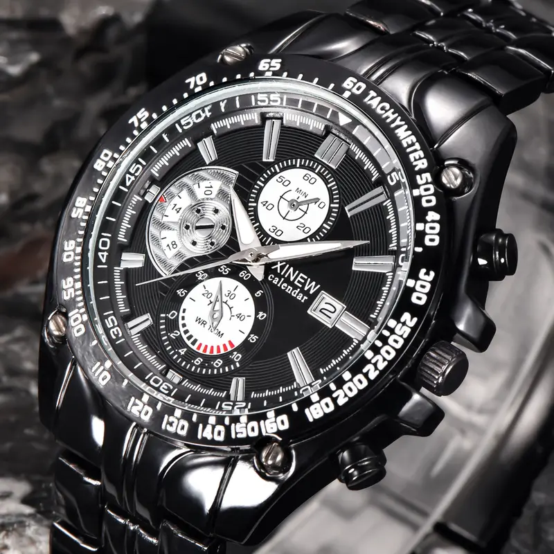 Xi Montre Homme Men's Military Stainless Steel Analog Date Sport Quartz Watch Relojes Fast Shipping Feida 1