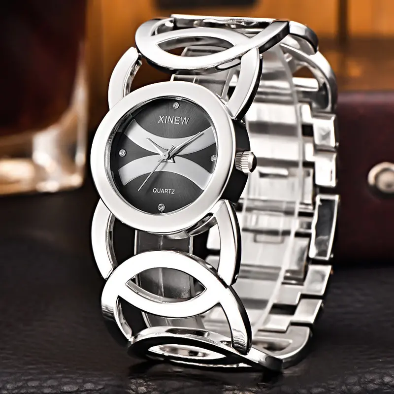 Xi Quartz Watch Bracelet Dress Clock Hour Rhinestone Women Wristwatch Stainless Steel Band Analog Mujer Montre 1
