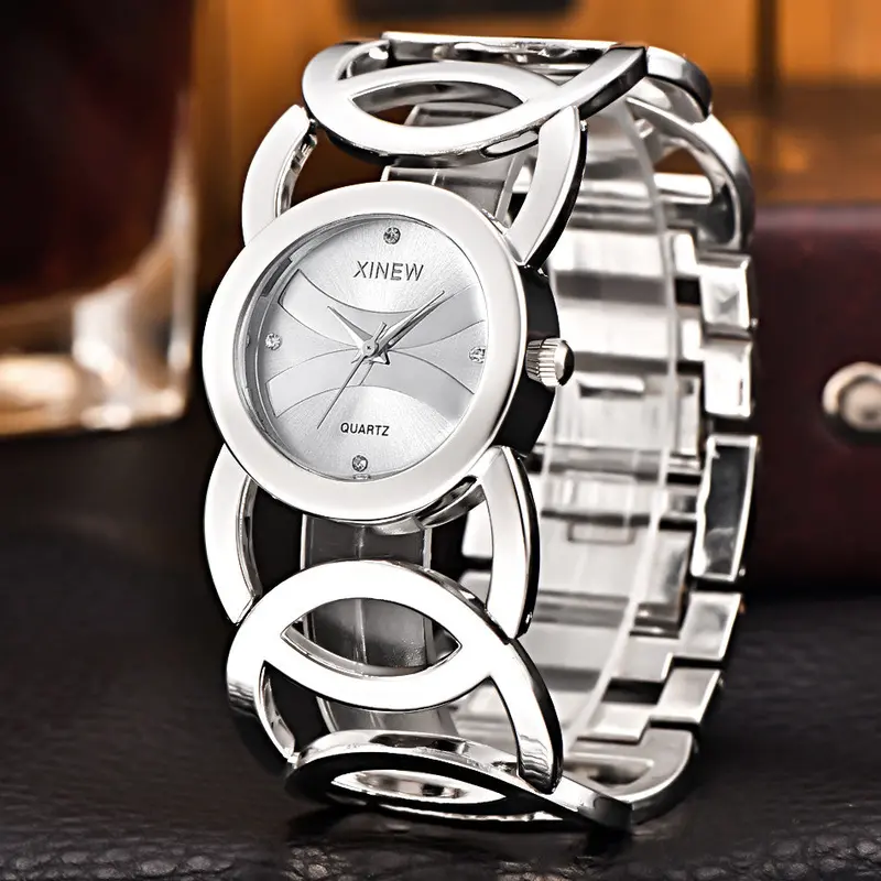 Xi Quartz Watch Bracelet Dress Clock Hour Rhinestone Women Wristwatch Stainless Steel Band Analog Mujer Montre 3