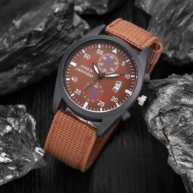 Xi Quartz Watch Military Army Watches Top Luxury Business Mens Date Canvas Strap Simple Analog Wristwatches 2
