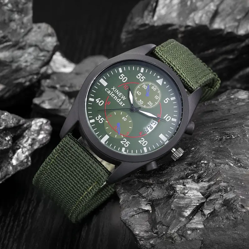 Xi Quartz Watch Military Army Watches Top Luxury Business Mens Date Canvas Strap Simple Analog Wristwatches 3