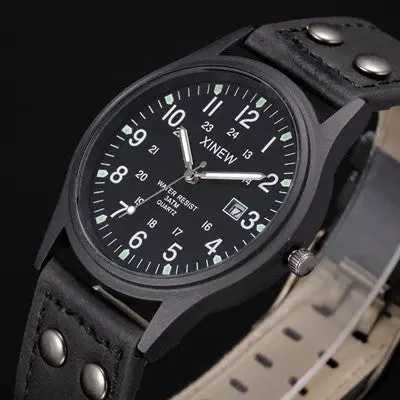 Xi Quartz Watch Relogio Masculino Top Luxury Clock Hour Military Army Reloj Classic Business Men Pu Strap Watches 1