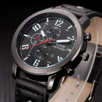 Xi Quartz Watch Relogio Masculino Top Luxury Men Pu Strap Analog Military Business Wrist Watches 1