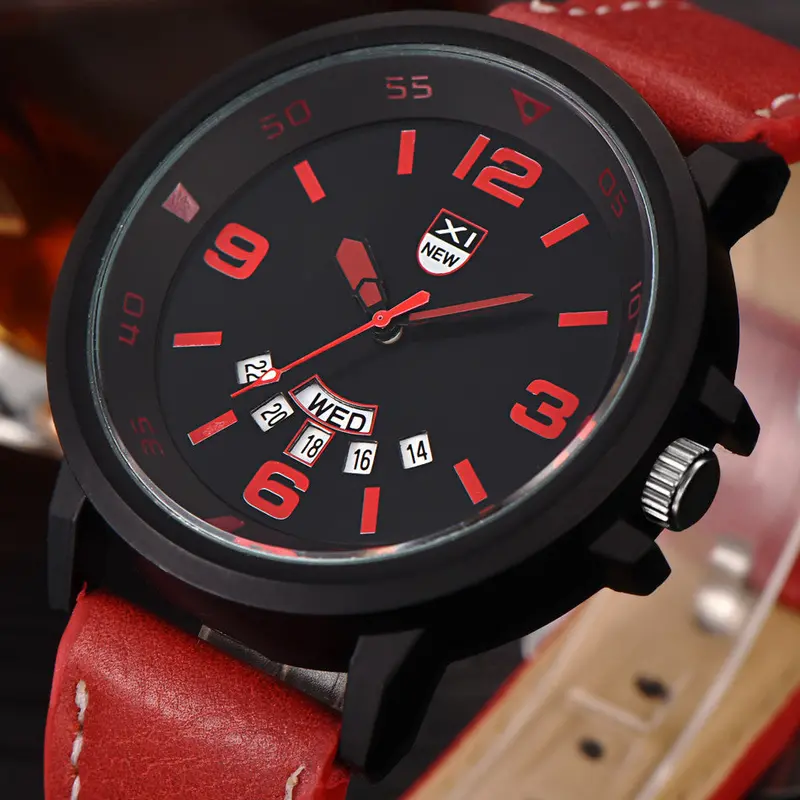 Xi Quartz Watch Relogio Masculino Top Luxury Men's Pu Strap Famous Military Analog Quartz Date Wrist Watches 1