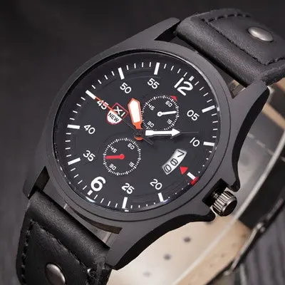 Xi Quartz Watch Relogio Montre Clock Relogio Masculino Military Army Top Luxury Pu Strap Business Analog Men Watches 1