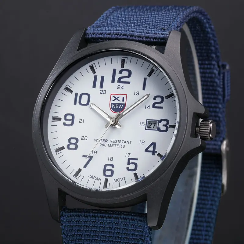 Xi Quartz Watch Top Luxury Watches Clock Military Army Business Relogio Masculino Men Canvas Strap Date Analog Watch 2