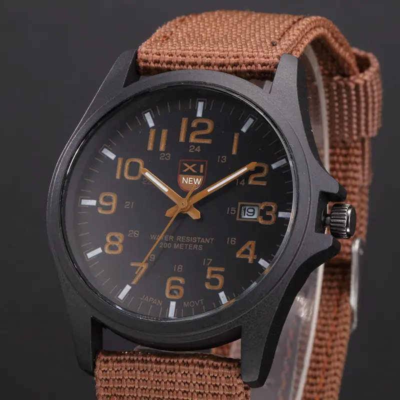 Xi Quartz Watch Top Luxury Watches Clock Military Army Business Relogio Masculino Men Canvas Strap Date Analog Watch 3