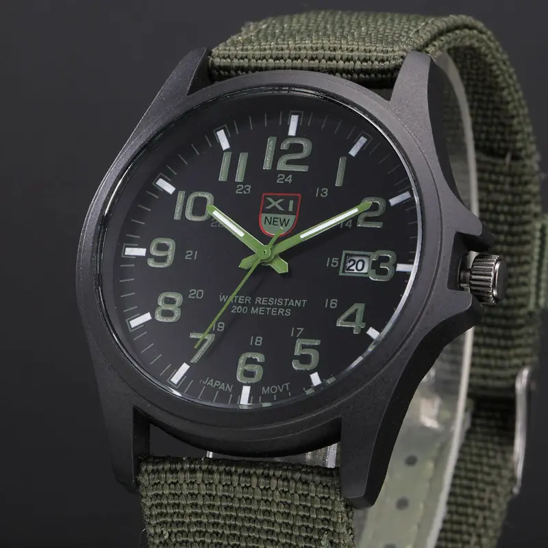 Xi Quartz Watch Top Luxury Watches Clock Military Army Business Relogio Masculino Men Canvas Strap Date Analog Watch 4
