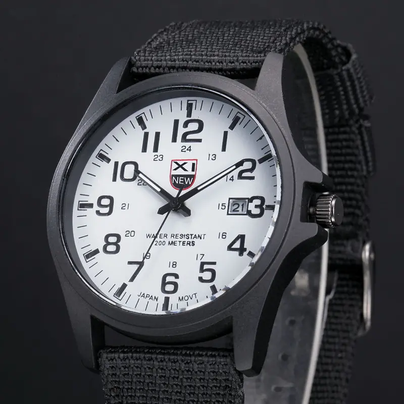 Xi Quartz Watch Top Luxury Watches Clock Military Army Business Relogio Masculino Men Canvas Strap Date Analog Watch 5