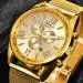 Xi Watches Men Top Luxury Military Army Gold Clock Relogio Masculino Date Analog Stainless Steel Mesh Band Watch 1