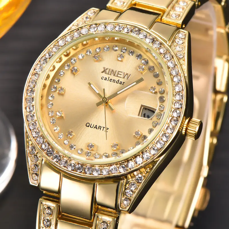 Xi Watches Women Girl Luxury Watch Stainless Steel Diamond Ladies Watch Rose Gold Watch 1