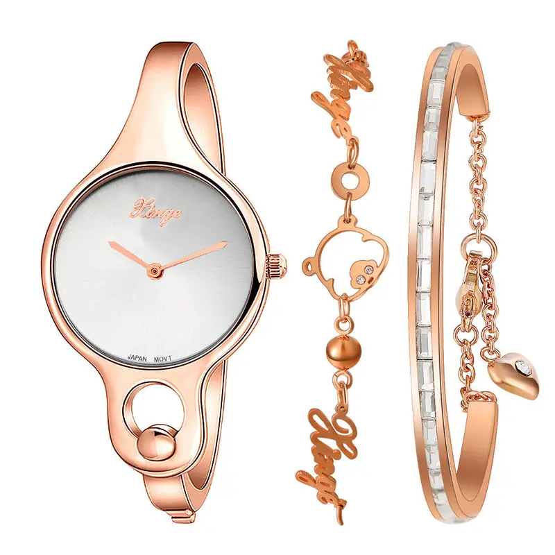 Xinge Women Bracelet Watch Montre Gold Rhinestone Bangle Watch And Bracelet Set Famous Watches Feida 1