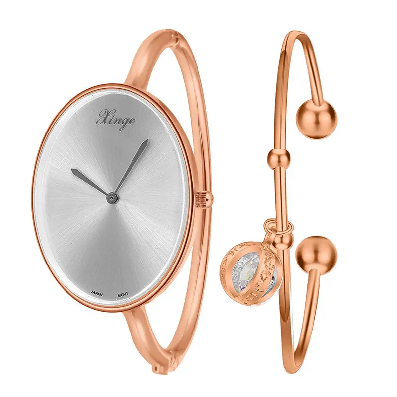 Xinge Women Watches Gold Rhinestone Bangle Dress Watch And Bracelet Set Montre Ladies Watch Feida 1