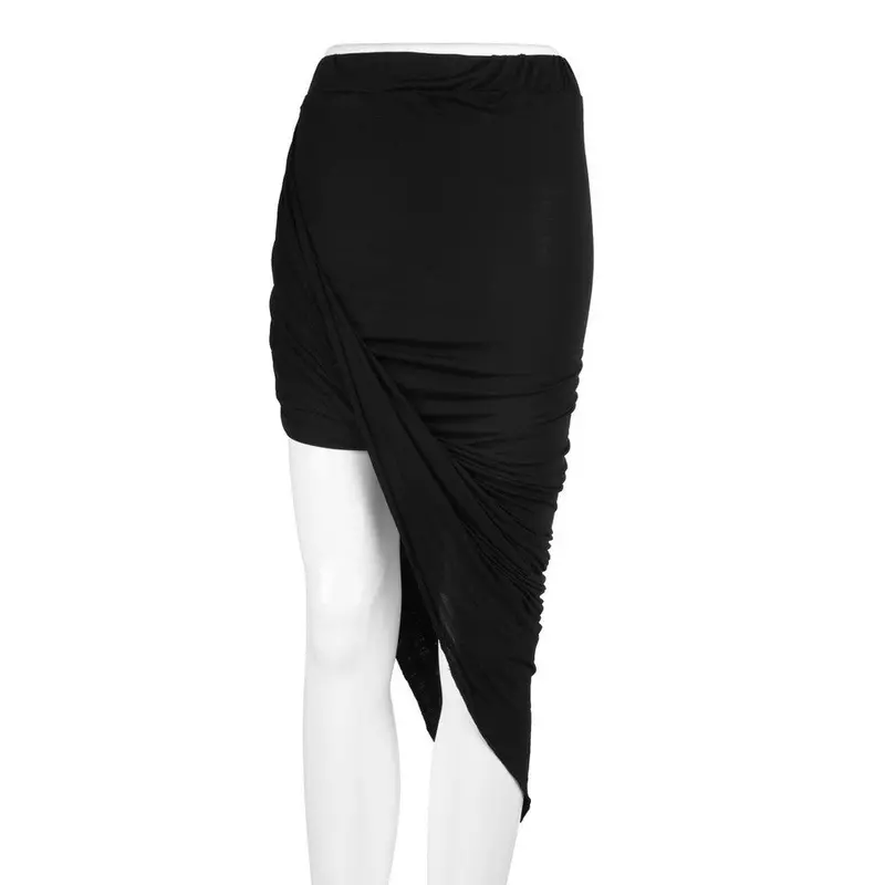 Xl Draped Asymmetrical High Waisted Stretch Bodycon Low Maxi Skirts 1