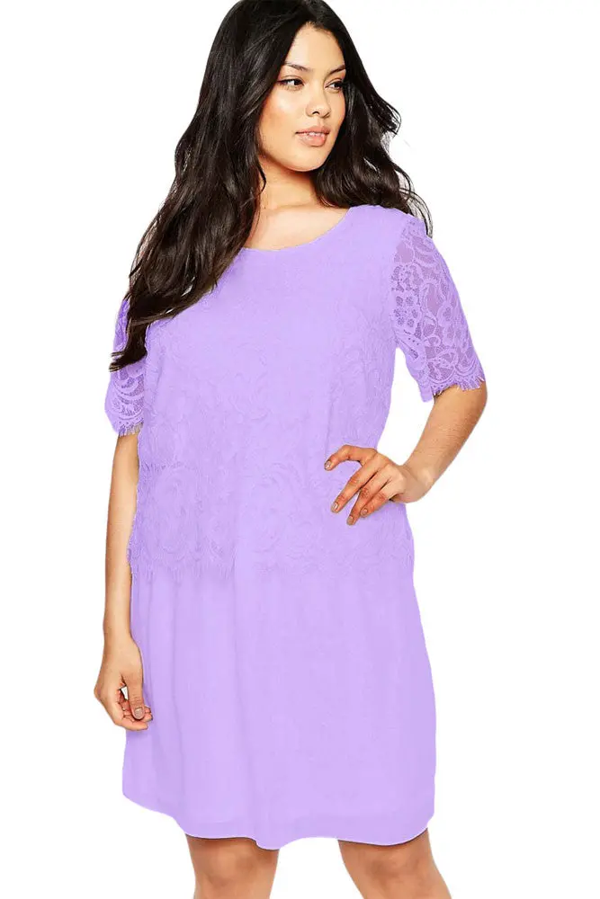 Xl-Xxxl Good Stretch Clothing Plus Size Chiffon White Lace Dress Half Sleeve Dress Big Size Dress 7
