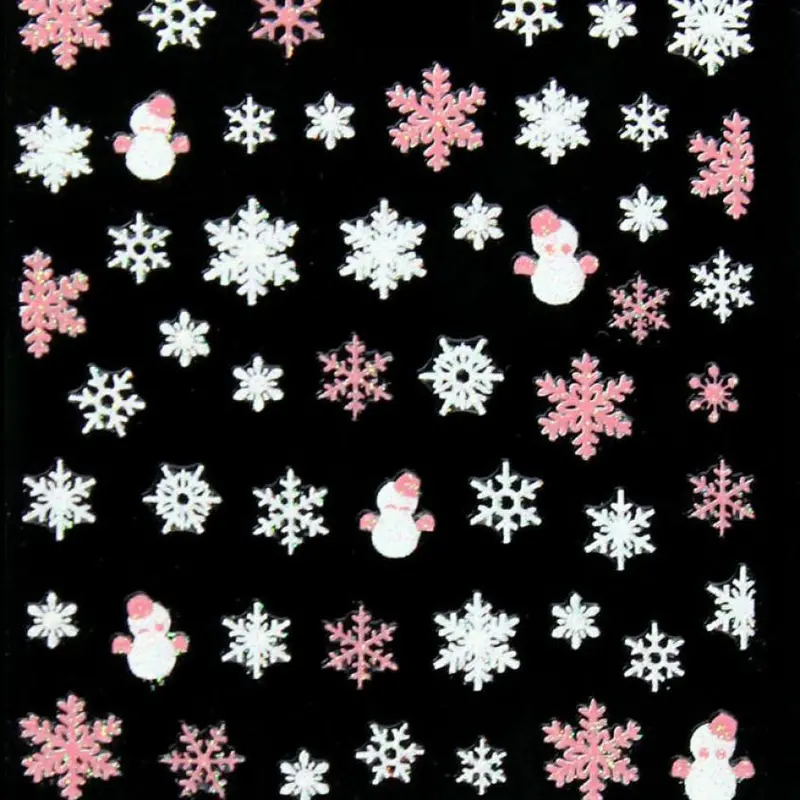 Xmas 3D Nail Art Stickers Decals Decorations Snowflake Bows Snowman Design Diy Decoration Xmas Gift 1