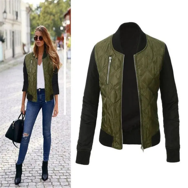 Xxxl Parka Army Green Bomber Jacket Women Coat Cool Cotton Blend Down Jacket Padded Zipper Chaquetas Motorista Outwear 4