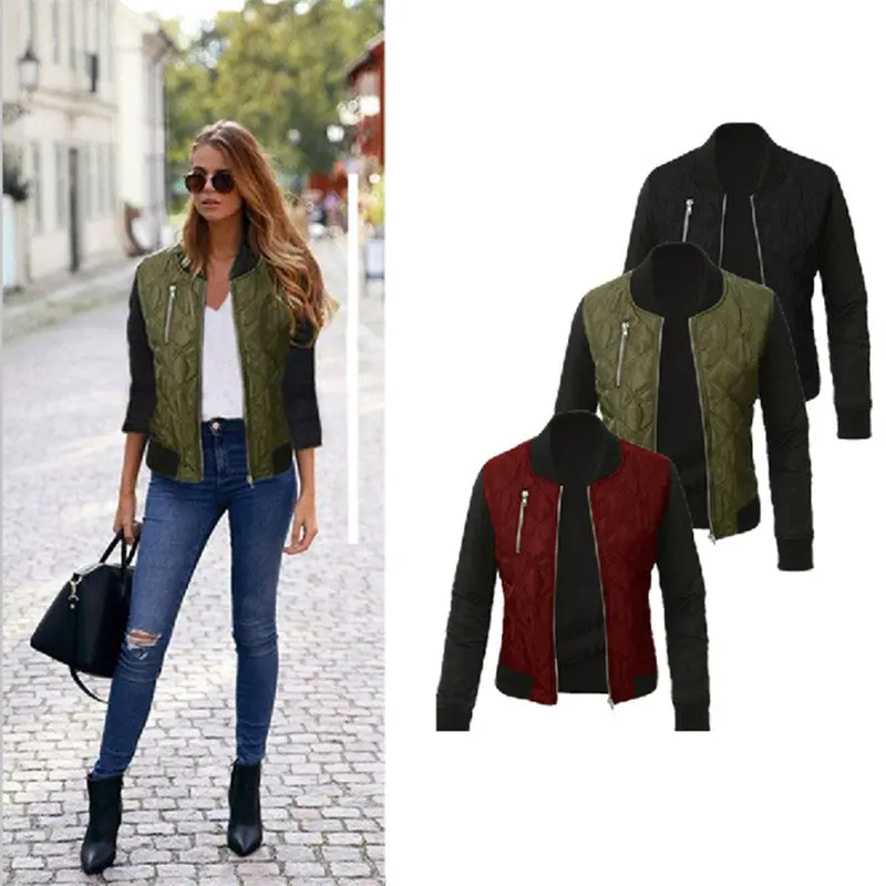 Xxxl Parka Army Green Bomber Jacket Women Coat Cool Cotton Blend Down Jacket Padded Zipper Chaquetas Motorista Outwear 5