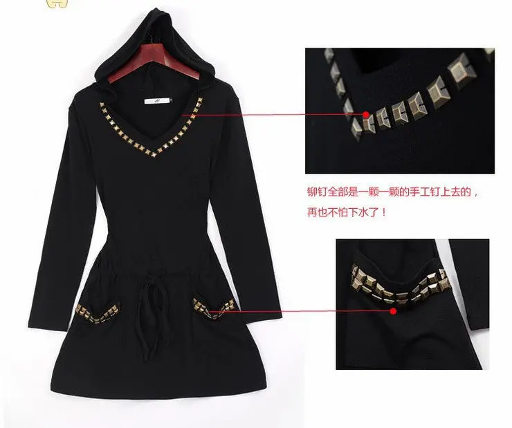 Xxxxl Casual Rivet Hoody Sweatshirts British Style Long Sleeve Women Hoodies Plus Size Hoodies For Women 5