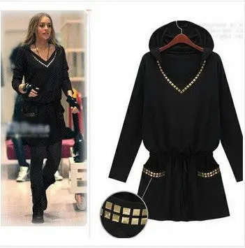 Xxxxl Casual Rivet Hoody Sweatshirts British Style Long Sleeve Women Hoodies Plus Size Hoodies For Women 8
