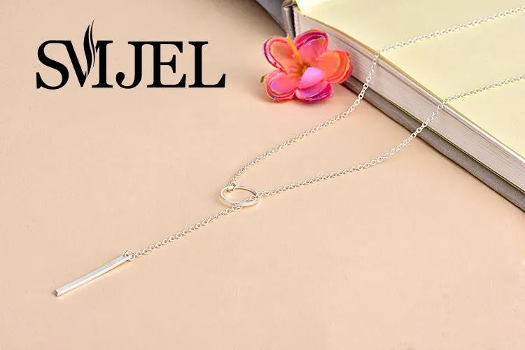 Y Style Chain Vertical Bar With Circle Pendant Necklaces Minimalist Geometric Necklace Circle Bar Jewelry N021 1