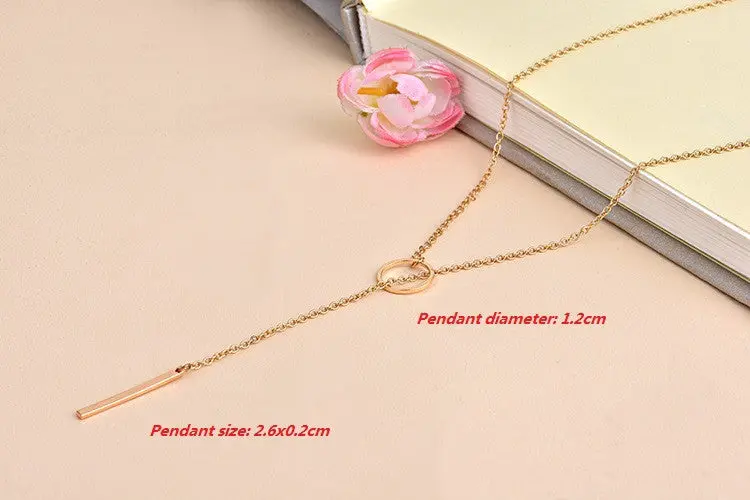 Y Style Chain Vertical Bar With Circle Pendant Necklaces Minimalist Geometric Necklace Circle Bar Jewelry N021 2