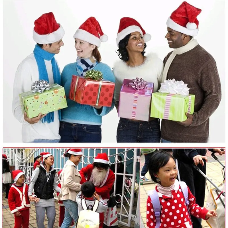 Year Adult And Child Christmas Hat Caps Santa Claus Father Xmas Cotton Cap Christmas Decoration Gift 2