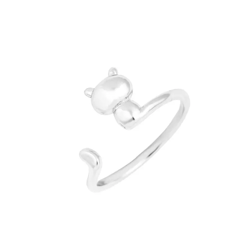 Year Birthday Gifts Gold Silver And Pink Adjustable Brass Animal Cat Ring 2