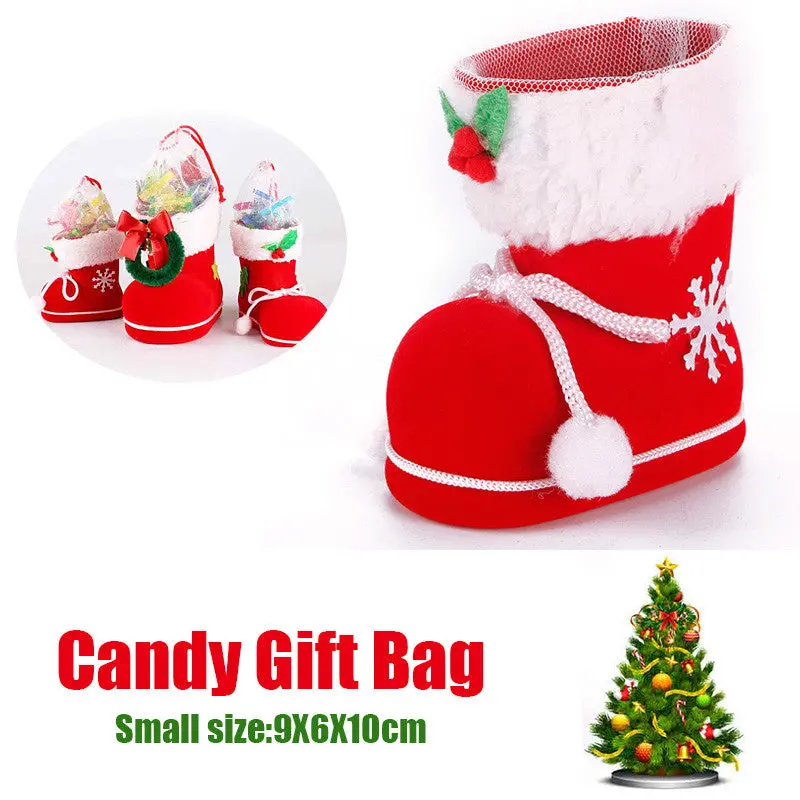 Year Christmas Tree Decoration Plush Cloth Boots Shaped Candy Gifts Bags Home Table Ornaments Supplies 91775 2